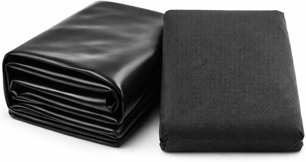 Pond Liner and Underlay Set 5 m x 6 m - Heavy Duty Waterproof 450 GSM PVC Pond Lining Sheet with 50 GSM Underlay Fabric for Garden Ponds, Koi and Wildlife - Flexible Tear and Puncture Resistant