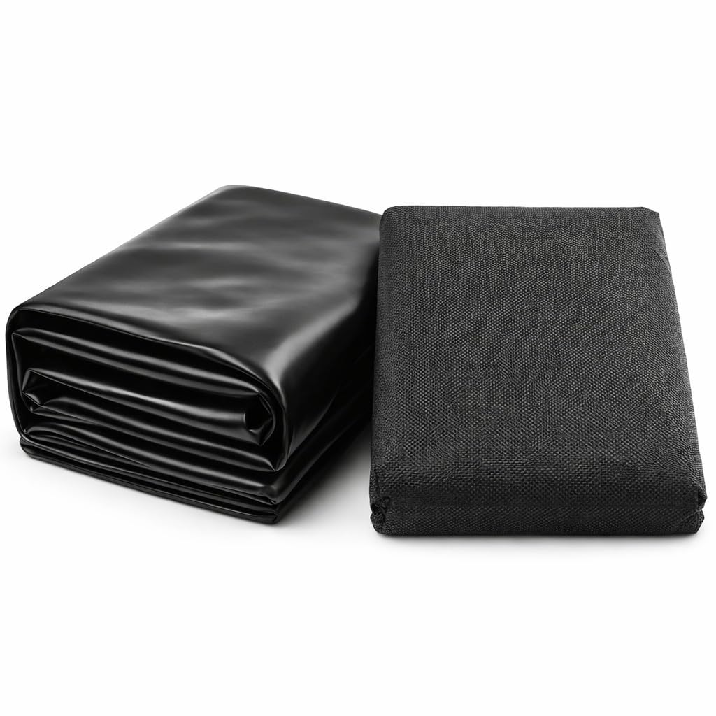 Pond Liner and Underlay Set 5 m x 6 m - Heavy Duty Waterproof 450 GSM PVC Pond Lining Sheet with 50 GSM Underlay Fabric for Garden Ponds, Koi and Wildlife - Flexible Tear and Puncture Resistant