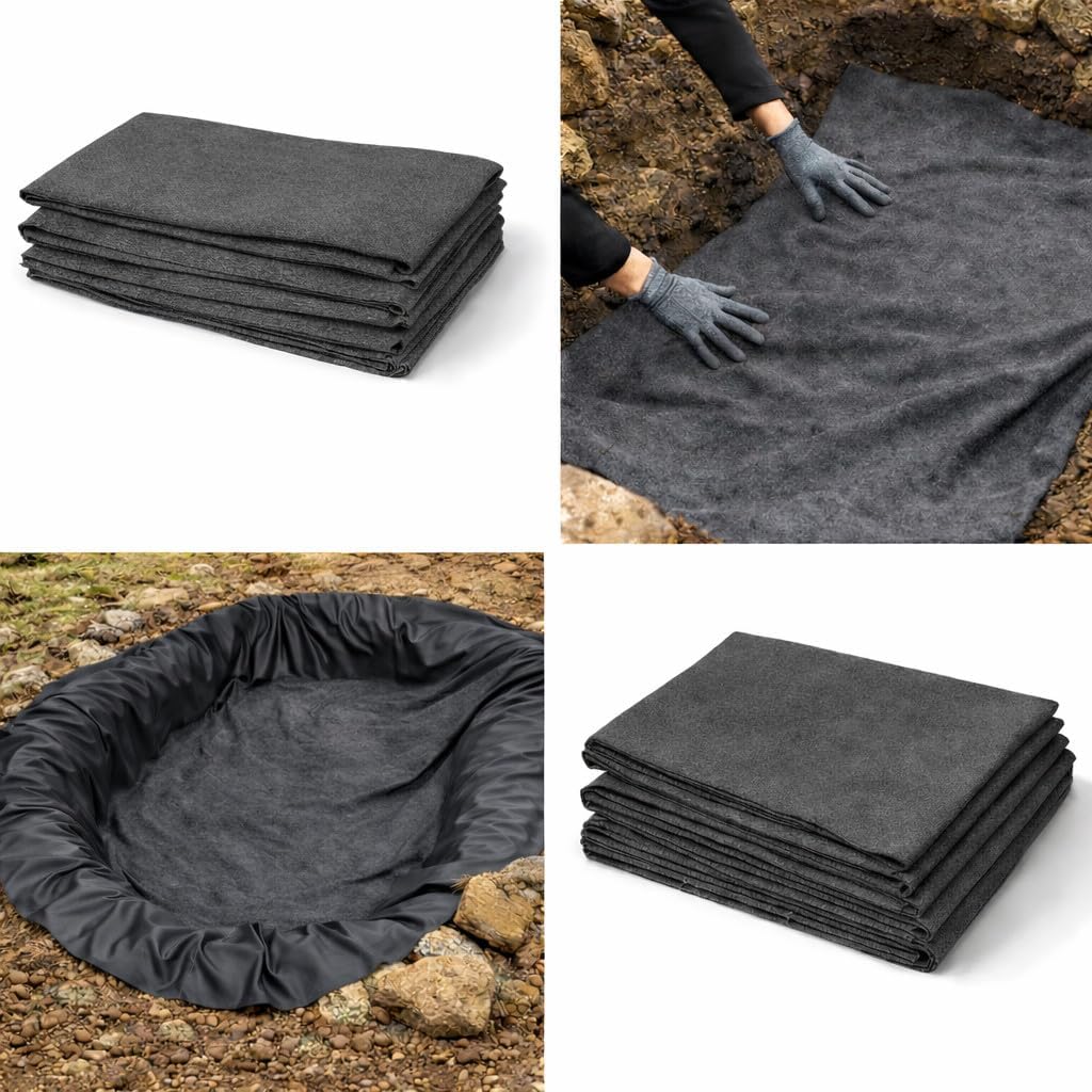 Pond Liner Underlay 3 m x 5 m 50 GSM Geotextile Fabric - Protective Fleece Ground Mat for Garden Ponds - Fits PVC EPDM Rubber Pond Liners - Cushions Against Stones, Roots - Easy Cut and Fit
